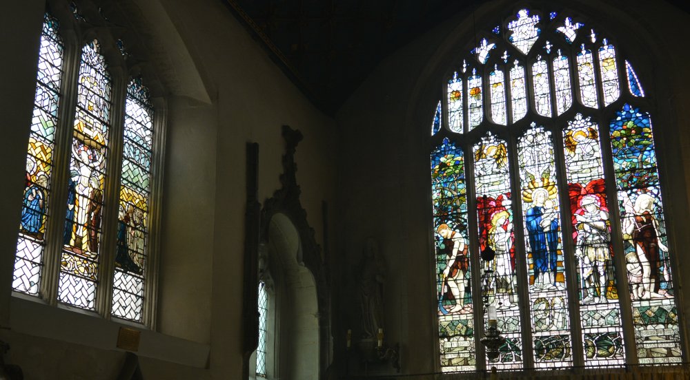 stained glass window panels St Mary's Church Stamford, Lincolnshire