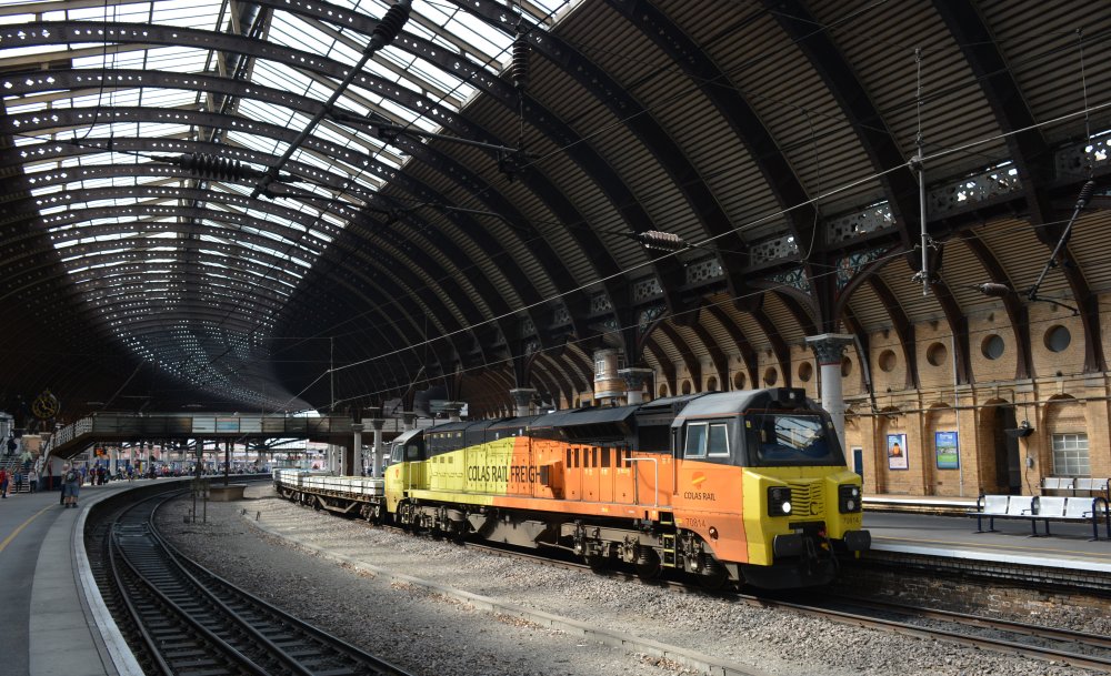 Class 70 (sub-class 70/8) diesel locomotive 70814, York station 2019