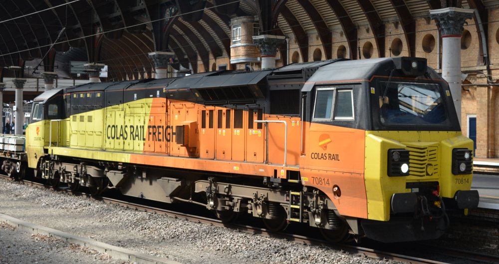 Class 70 (sub-class 70/8) diesel locomotive 70814, York station 2019