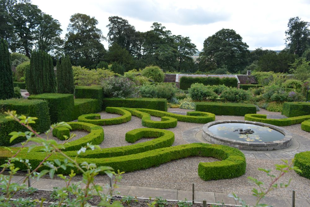 box hedge formal garden Mulgrave Estate Gardens, North Yorkshire