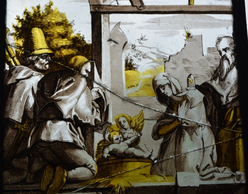 16th century Stained glass window panels St Michael's Church, Kirkby Malham, North Yorkshire