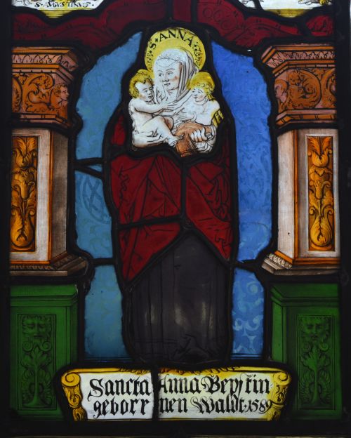 16th century Stained glass window panels St Michael's Church, Kirkby Malham, North Yorkshire