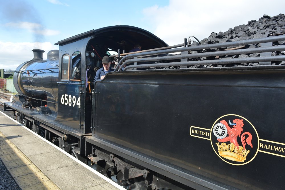 J27 65894 LNER 5894 P3 NER 2392 Worsdell steam locomotive, ready to Leave Leeming Bar on the Wensleydale Railway