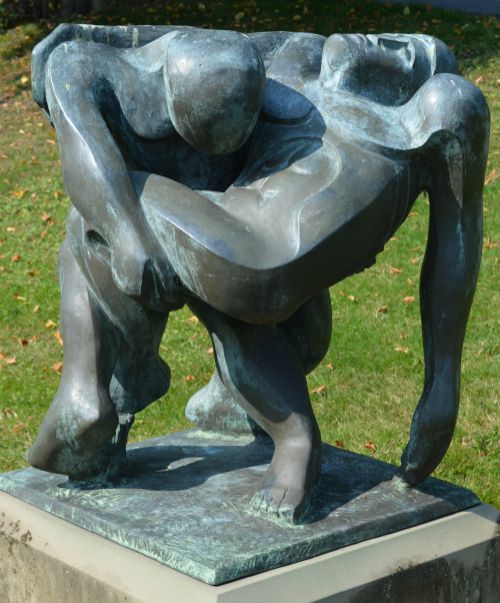 The Good Samaritan sculpture by John Bunting Ampleforth Abbey North Yorkshire