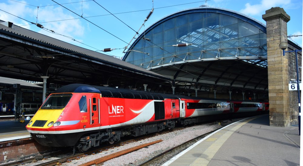 Class 43 diesel locomotive LNER train, Newcastle