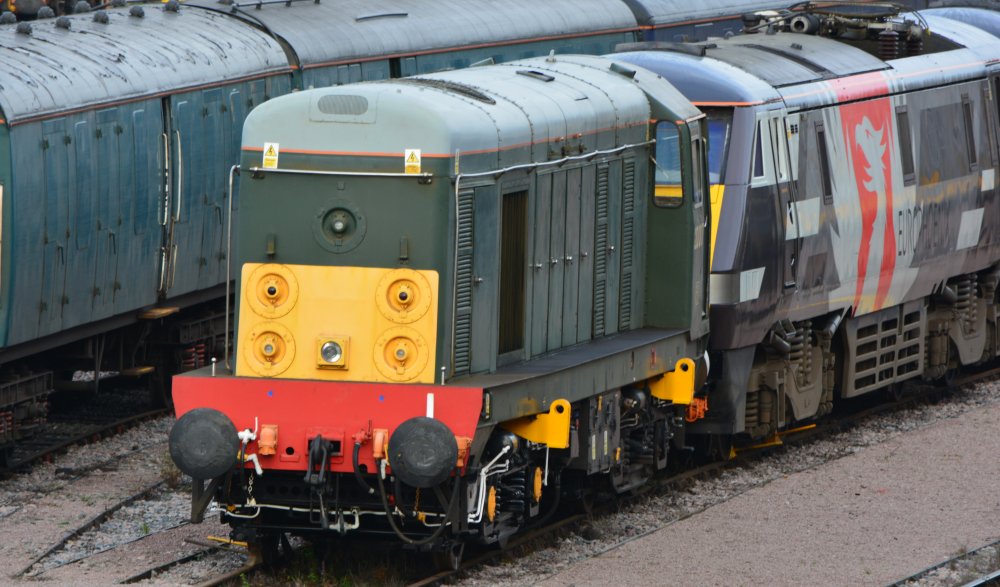 Class 20 diesel locomotive 20007 in the yard of UK Rail Leasing, Leicester