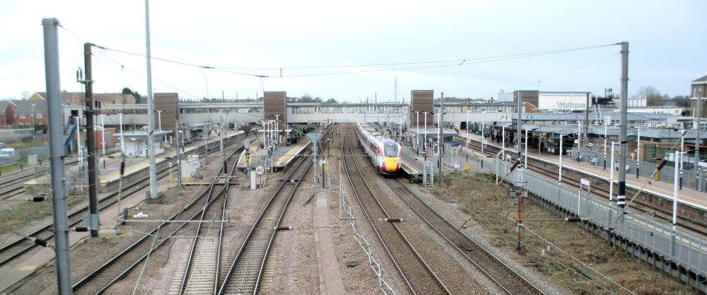 General view looking north through Peterborough Station (trainspotting Jan 2020)