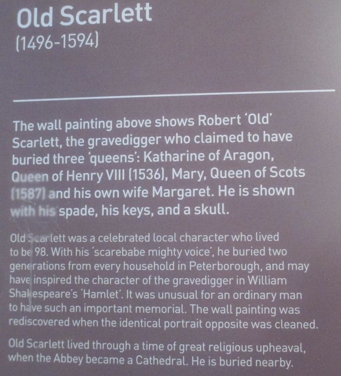 old wall painting of 'Old Scarlet', the gravedigger of Peterborough Cathedral