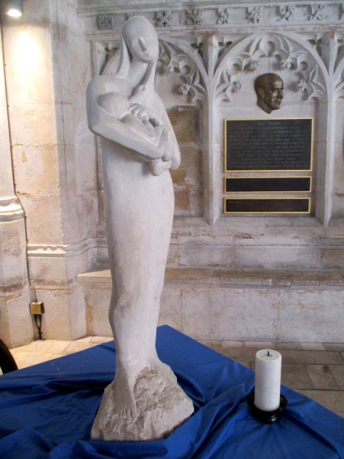 Peterborough Cathedral is a sculpture of Mary and Child