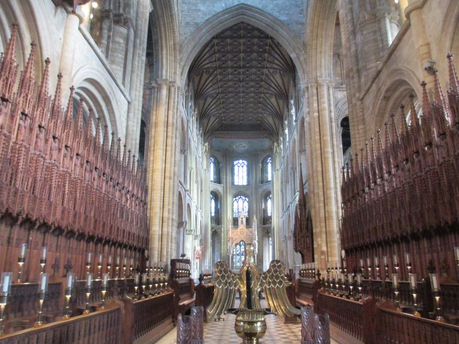 Looking east through the Choir stalls to the Sanctuary and High Altar