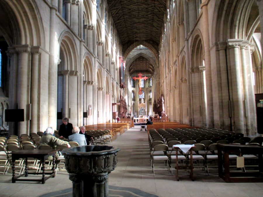 Looking east down the nave of Peterborough Cathedral