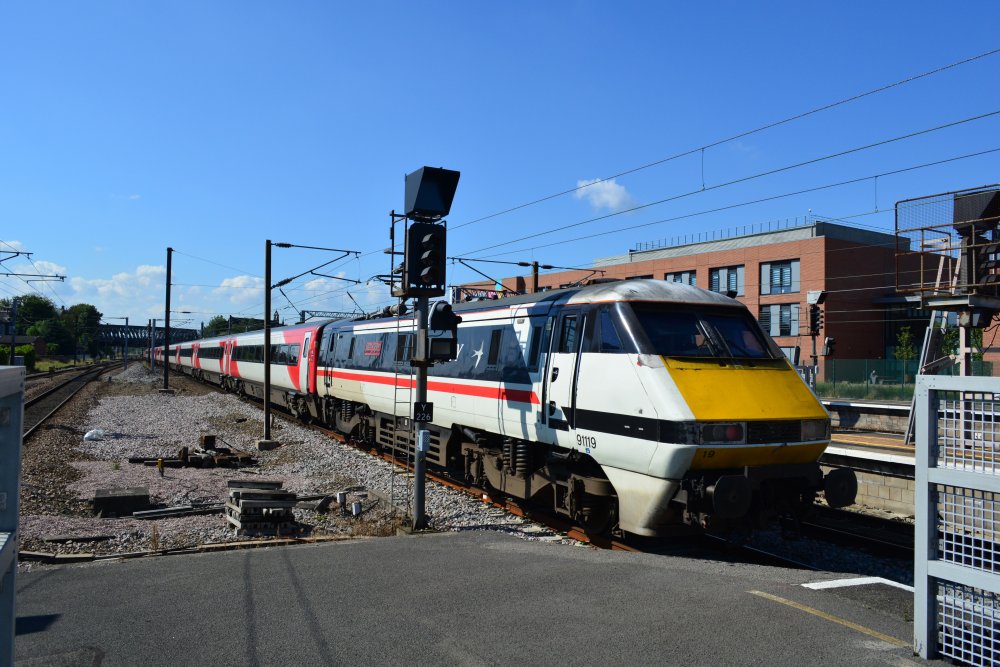 Class 91 Electric locomotive 91119 Bounds Green Intercity Depot 1977 - 2017, LNER York Kings Cross Service Aug 1st 2020.