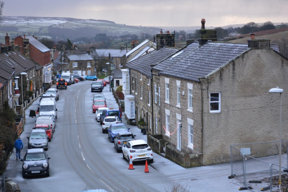 Castleton village High Street in winter, 2021, North Yorkshire, England