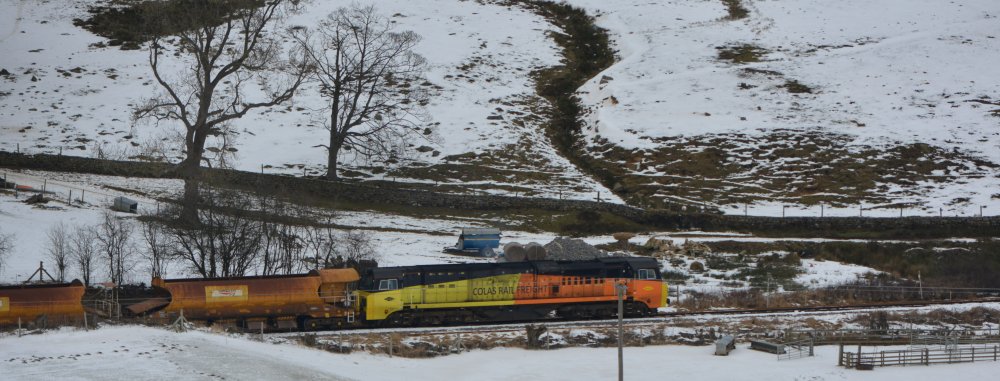 hopper wagons Class 70 locomotive 70815 Colas Rail freight Relaying new track Network Rail Danby Castleton Moor Commondale 2020 Esk Valley Line