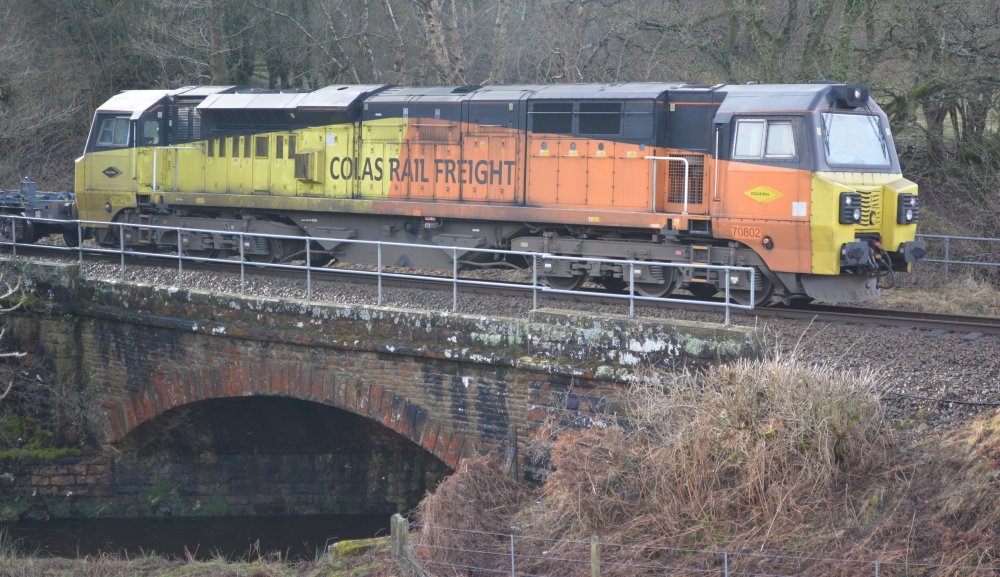 Colas Rail Freight Class 70 diesel locomotive 70802 Relaying new track Network Rail Danby Castleton Moor Commondale 2020 Esk Valley Line