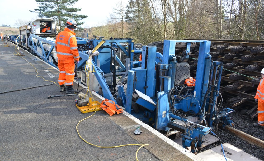 Balfour Beatty FEA-D high-output tracklaying system machine Relaying new track Network Rail Danby Castleton Moor Commondale 2020 Esk Valley Line