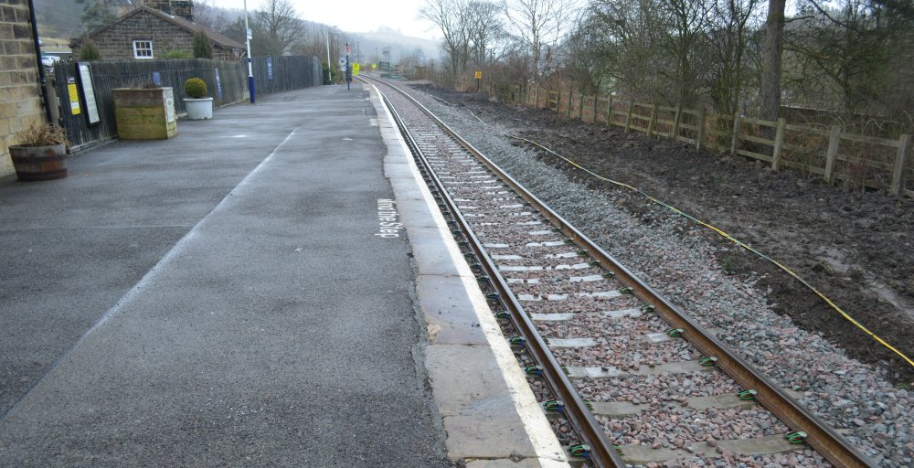 Castleton Moor station, all new track laid down Relaying new track Network Rail Danby Castleton Moor Commondale 2020 Esk Valley Line