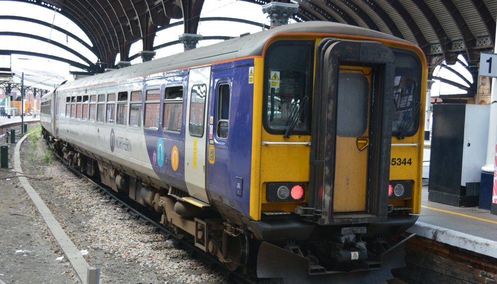 Northern Rail Class 155 DMU unit 155344 at York station (August 2021)