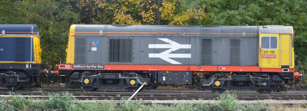 Class 20 diesel-electric locomotive 20118 named Saltburn-by-the-Sea (Leicester UK Rail Leasing yard)
