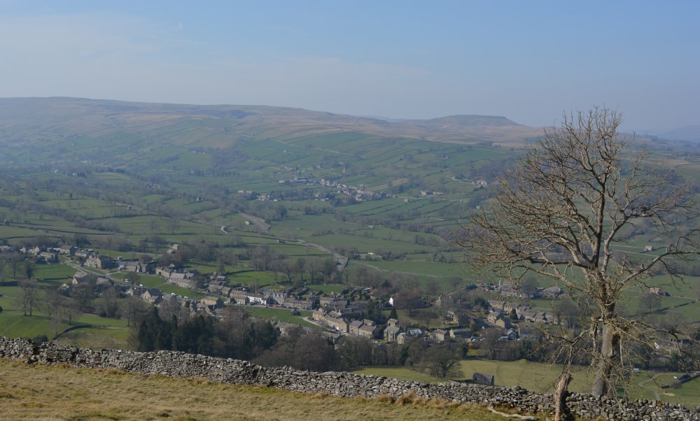 Looking down on West Burton from the green road on Knarlton Knott, West Burton, Wensleydale, North Yorkshire