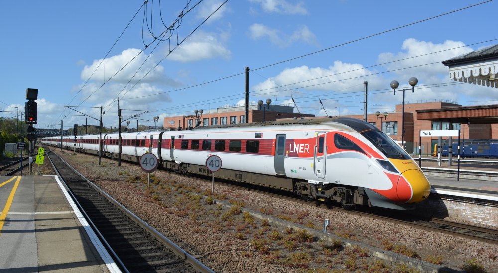 Class 801 EMU 801210 leaving York for Kings Cross London