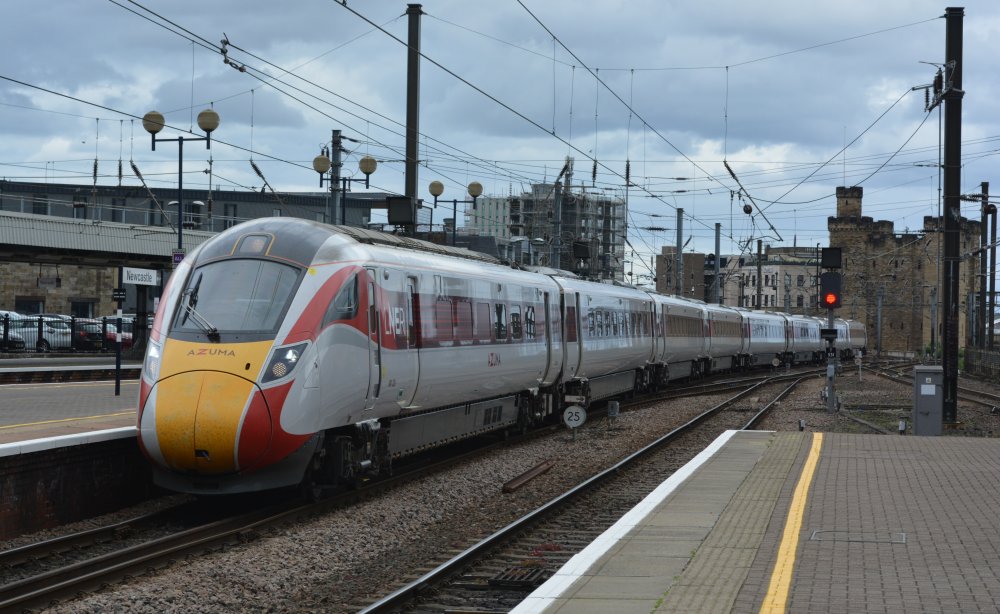Class 801 express EMU unit 801326 arriving at Newcastle station with an LNER AZUMA service from Edinburgh to London Kings Cross (20/05/2022)
