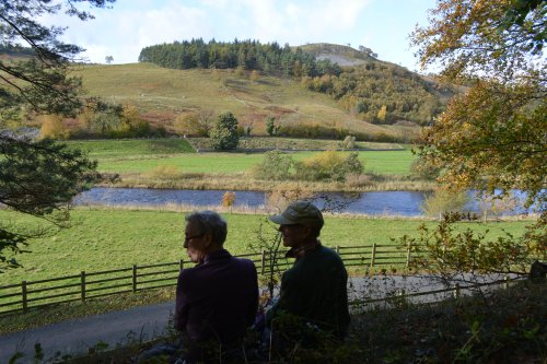 A picnic spot on the south-east corner of Grass Wood above the River Wharfe Circular walk through Grass Wood and River Wharfe from Grassington, Wharfedale, North Yorkshire Dales National Park, England