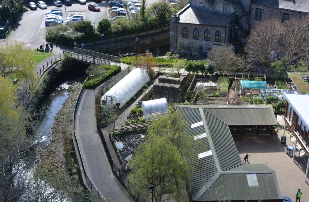 Arial view of the Ouseburn farm on the banks of the Ouseburn.