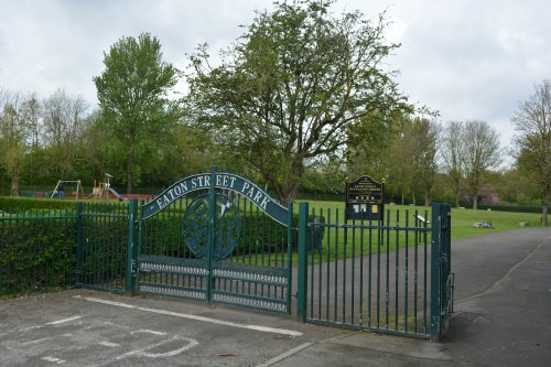 Eaton Street Park, Prescot, looking different from when I was a child, a nicely kept parkland and play area next to the football ground