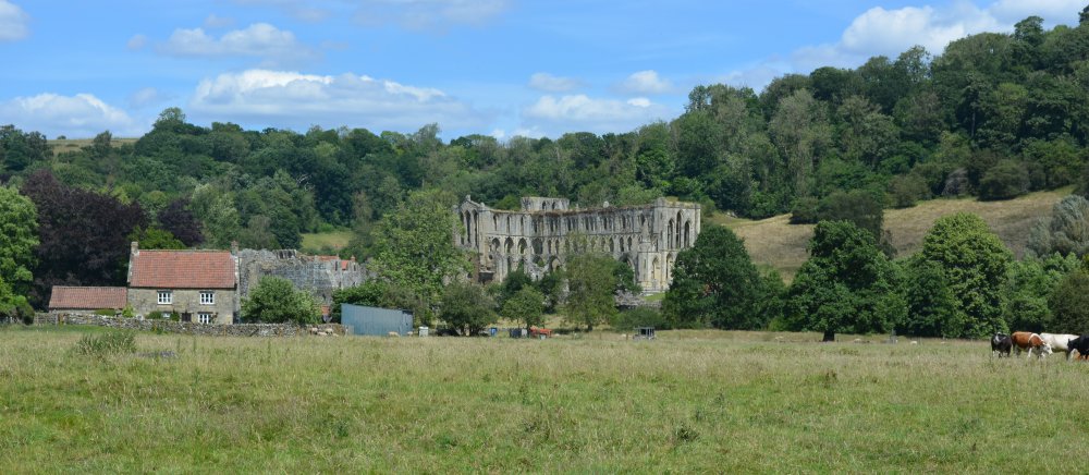 View of Rievaulx Abbey at the end of the walk from Helmsley