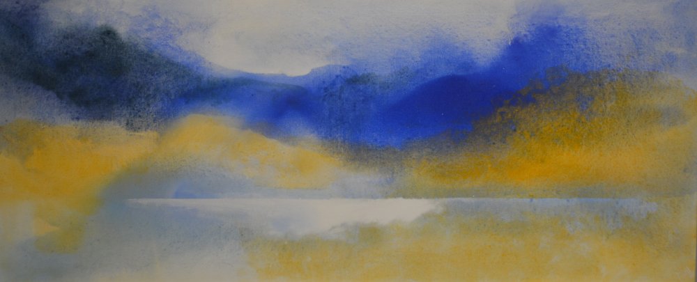 Hills, Mist and Water Remembered (132 x 63.5 cm, Acrylic) painting by artist Peter M Hicks