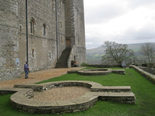 The restored stone seating area of Castle Bolton