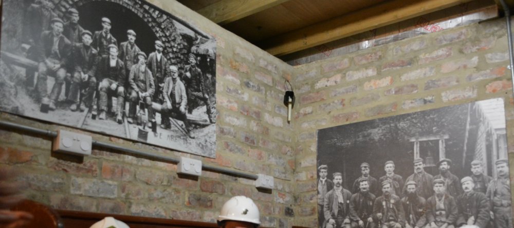 Old photographs of the miners Land of Iron at Cleveland Ironstone Museum, Skinningrove