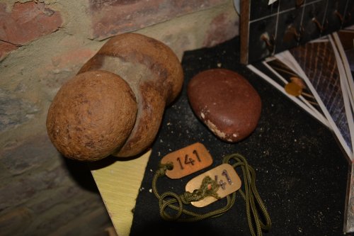 Pebbles of ironstone found on Cleveland's beaches e.g. Staithes, that were collected, sold and sent to blast furnaces in Teesside or Durham for the production of iron.  Land of Iron at Cleveland Ironstone Museum, Skinningrove