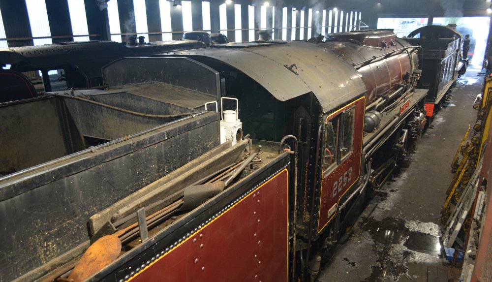 S160 steam locomotive 2253 in Grosmont shed (NYMR, 2024)
