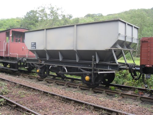 British Railways all-metal hopper wagon (coal) E B307005 HOP 21 tons 21T Tare 8-16, built in 1948 (Grosmont NYMR)