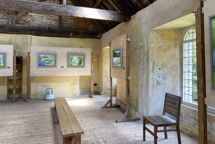 A landcscape painter's prespective Peter Hicks artist exhibition Fountains Abeey old mill 