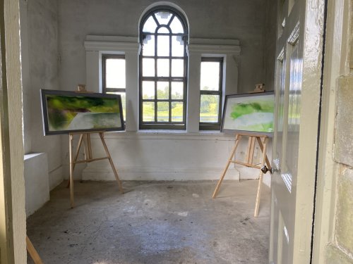 A landcscape painter's prespective Peter Hicks artist exhibition Fountains Abeey old mill 