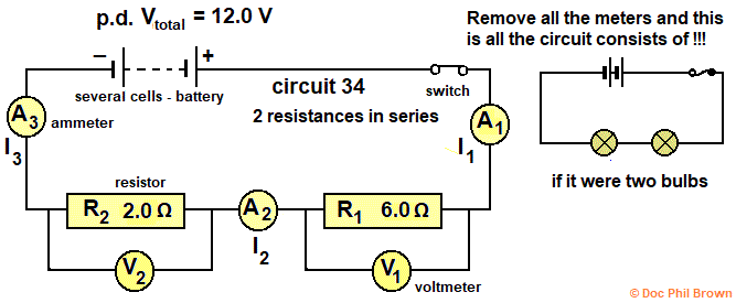 diagram of circuit to investigation resistors wired in series