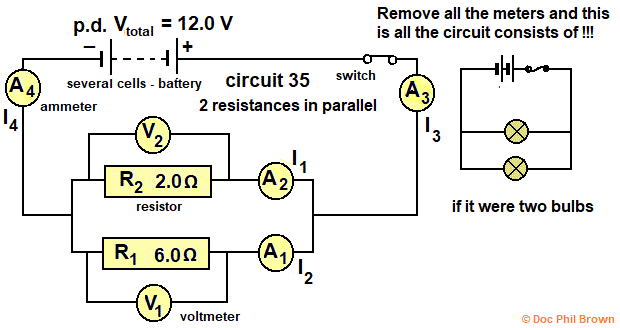 diagram of circuit to investigation resistors wired in parallel
