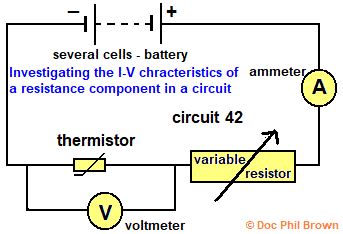 electrical circuit to investigate the behaviour characteristics of a thermistor p.d. volts temperature current resistance calculations