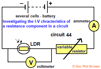 electrical circuit to investigate the behaviour characteristics of an LDR