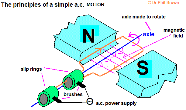 diagram of how an a.c. electric motor works gcse physics igcse slip rings brushes coil commutator magnet