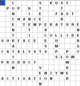 Answers to the GCSE Rates of Reaction crossword