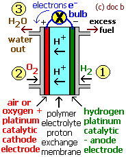 A simplified diagram of a hydrogen-oxygen fuel cell A simplified diagram of a hydrogen-oxygen fuel cell (c) doc b