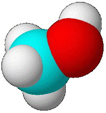 3D space-filling model of methanol CH3OH