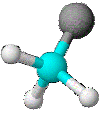 3D ball and stick model of chloromethane CH3Cl