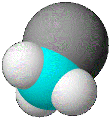 3D space-filling model of chloromethane CH3Cl