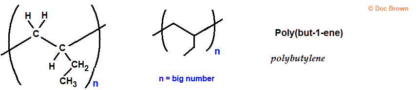abbreviated structural formula skeletal formula of poly(but-1-ene) molecular structure poly(1-butene) polybutylene poly(butylene)