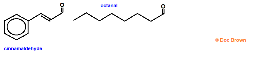 octanal cinnamaldehyde molecular structure skeletal formula advanced A level organic chemistry doc brown